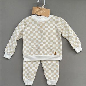 Lulu & Jack Cream Checkered Baby Pants